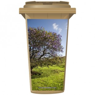 Flowering Tree In A Field Wheelie Bin Sticker Panel